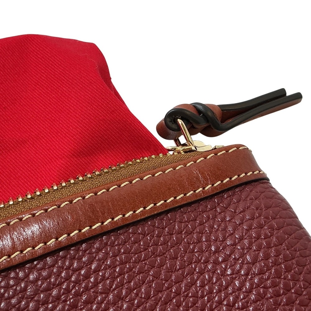 Dooney & Bourke Pebble Grain Leather Coin Case Wallet Cabernet Burgundy Tan Trim - Picture 10 of 10